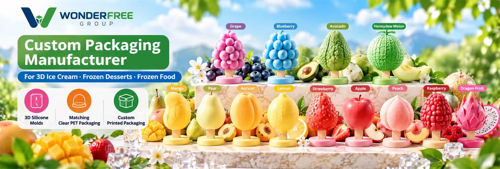 Custom 3D Fruit & Animal Shaped Ice Cream Silicone Molds
