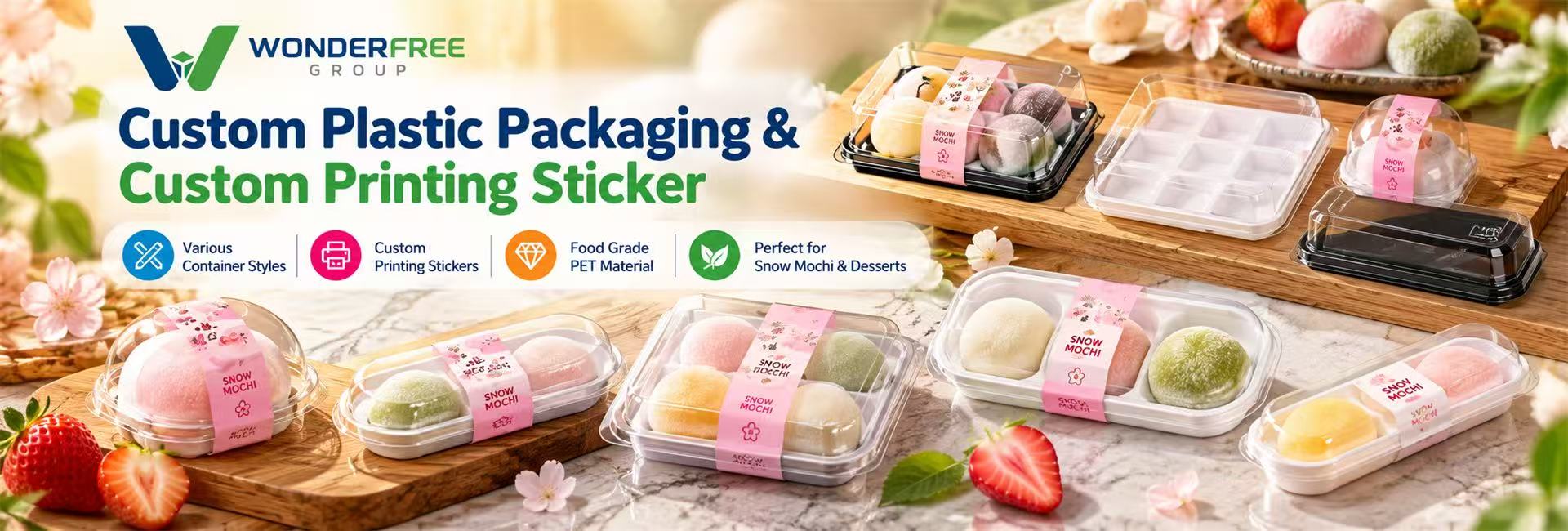 Custom Food Grade PET Packaging Trays with Labels & Stickers