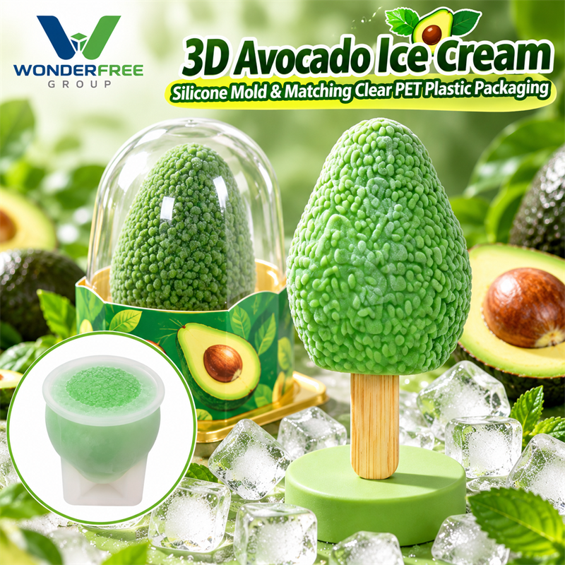 Avocado Ice Cream Silicone Molds & Clear Packaging Tray 
